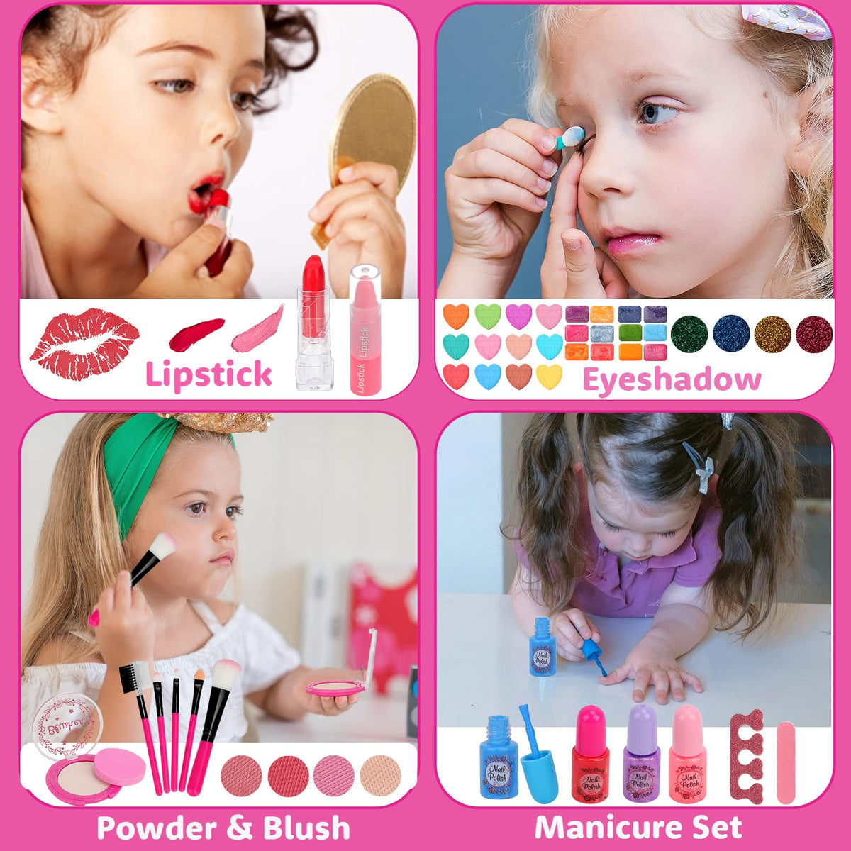 Teensymic Kids Makeup Kit for Girls, 54 Pieces, Washable, Ages 3-13