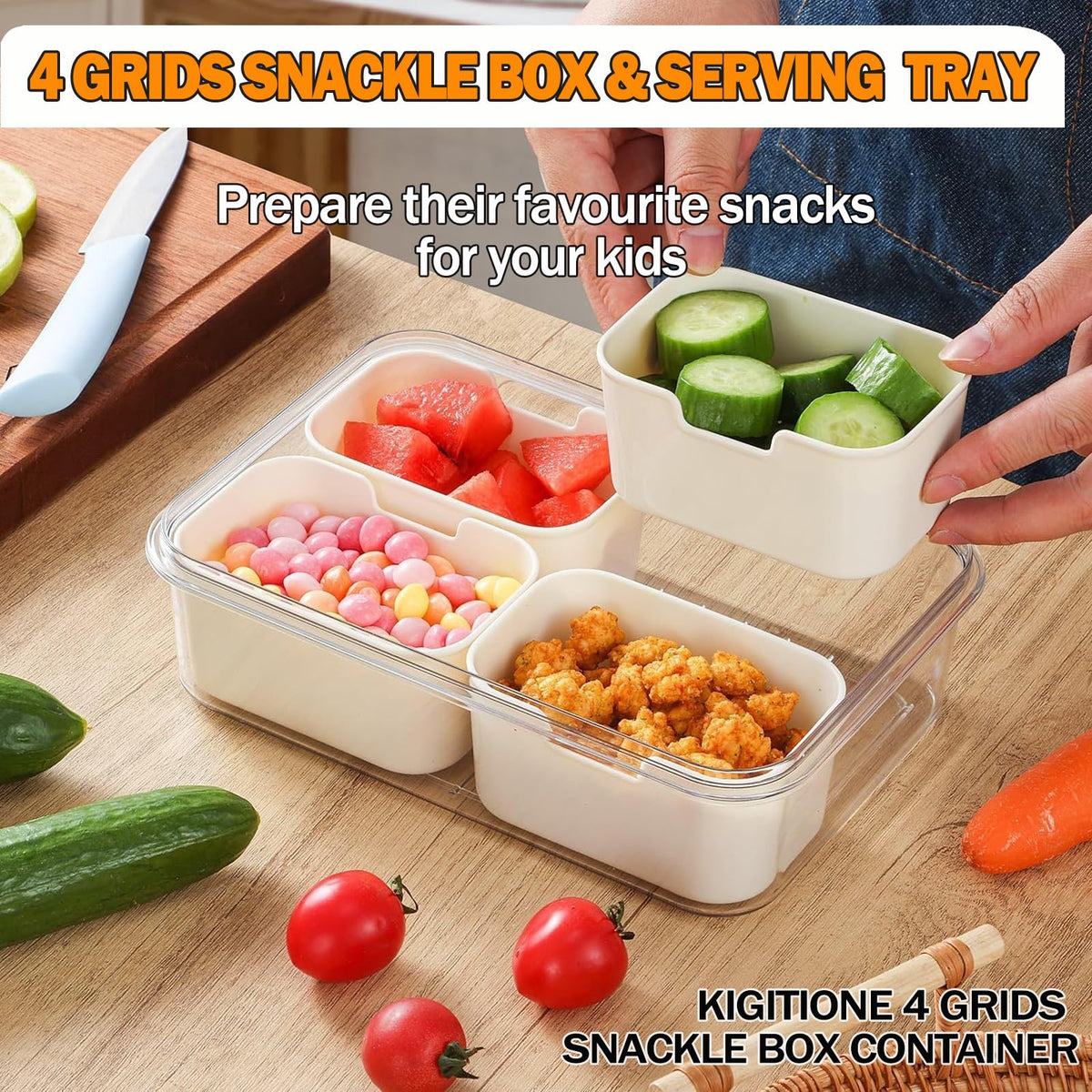KIGITIONE Divided Snackle Box Serving Tray, 8 Compartments