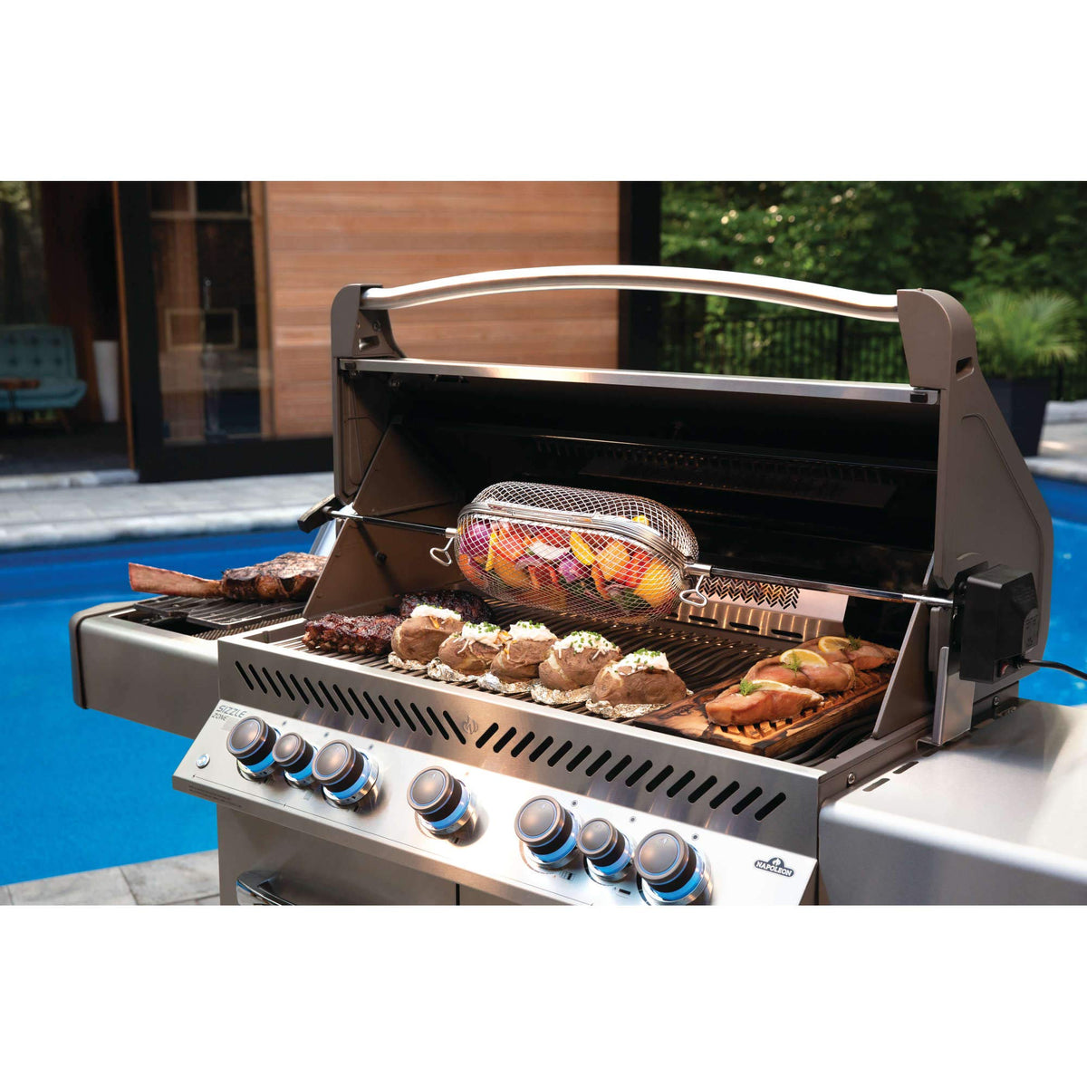 Napoleon Rotisserie Grill Basket Accessory, Stainless Steel, 64000