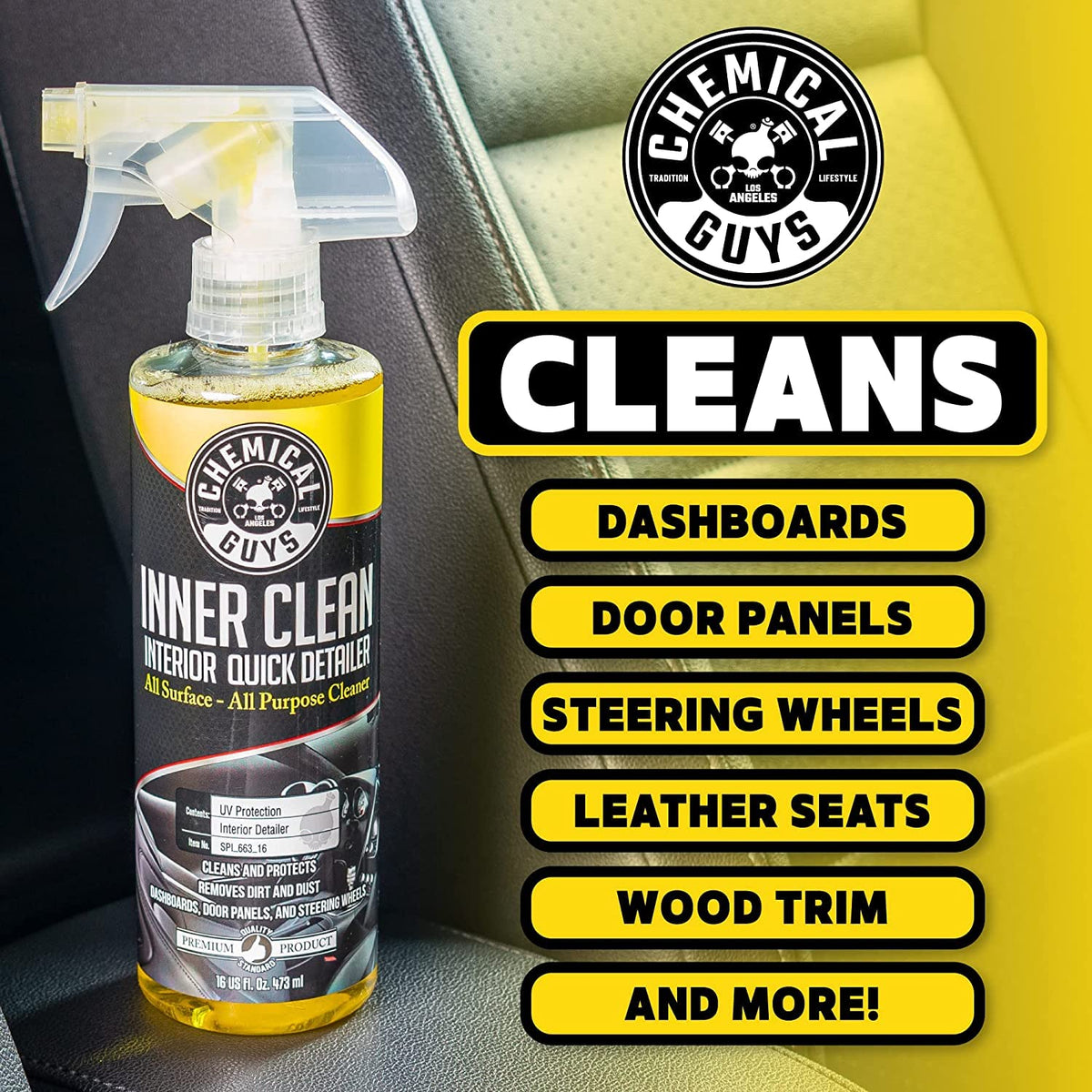 Chemical Guys InnerClean Interior Quick Detailer, 473ml, 2 Pack