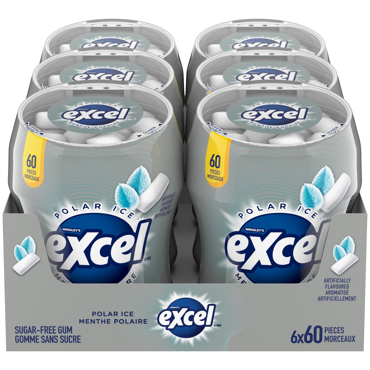 EXCEL Polar Ice Sugar Free Chewing Gum, 60 Pieces, 6 Bottles