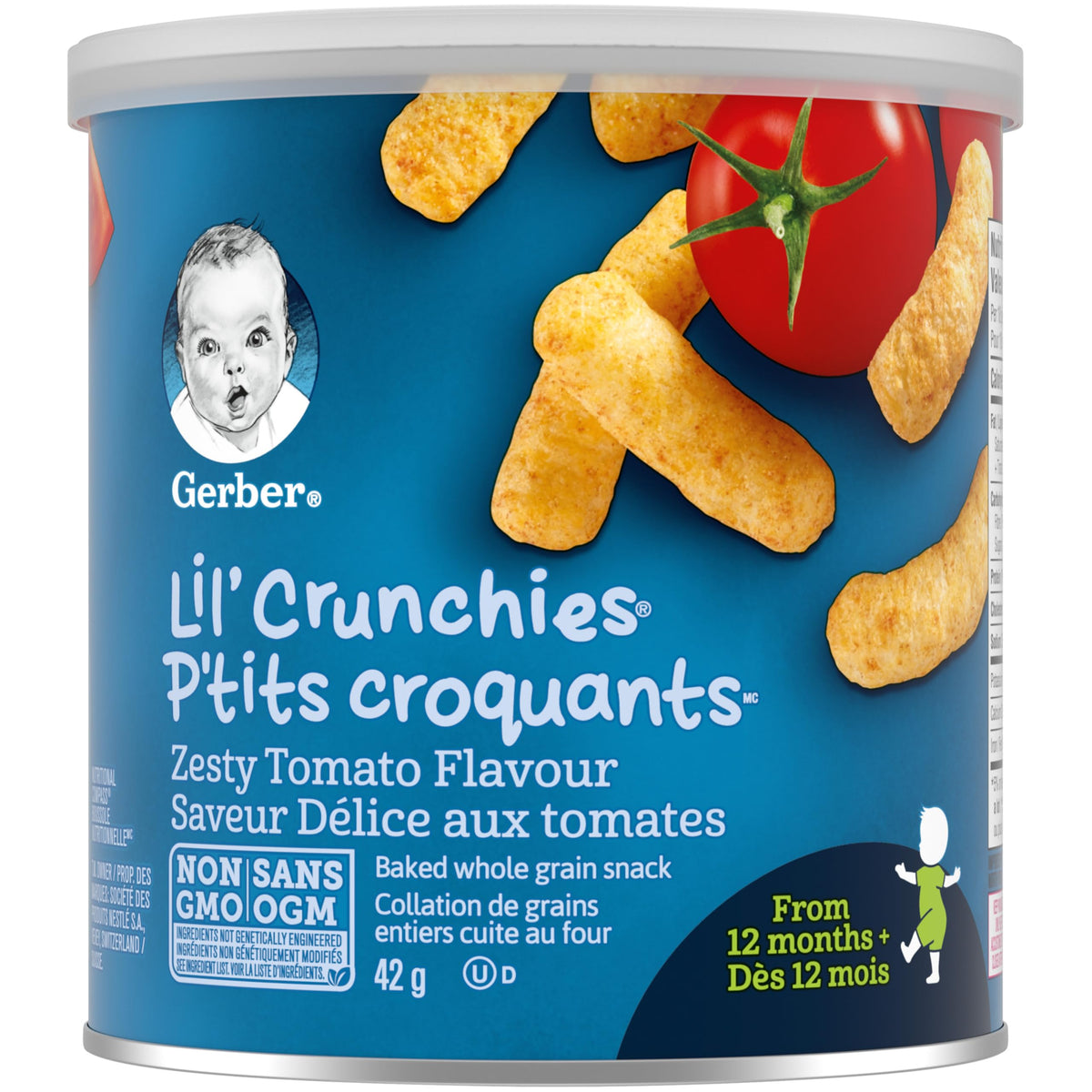 Gerber Lil' Crunchies Zesty Tomato Toddler Snacks, 6 x 42 g
