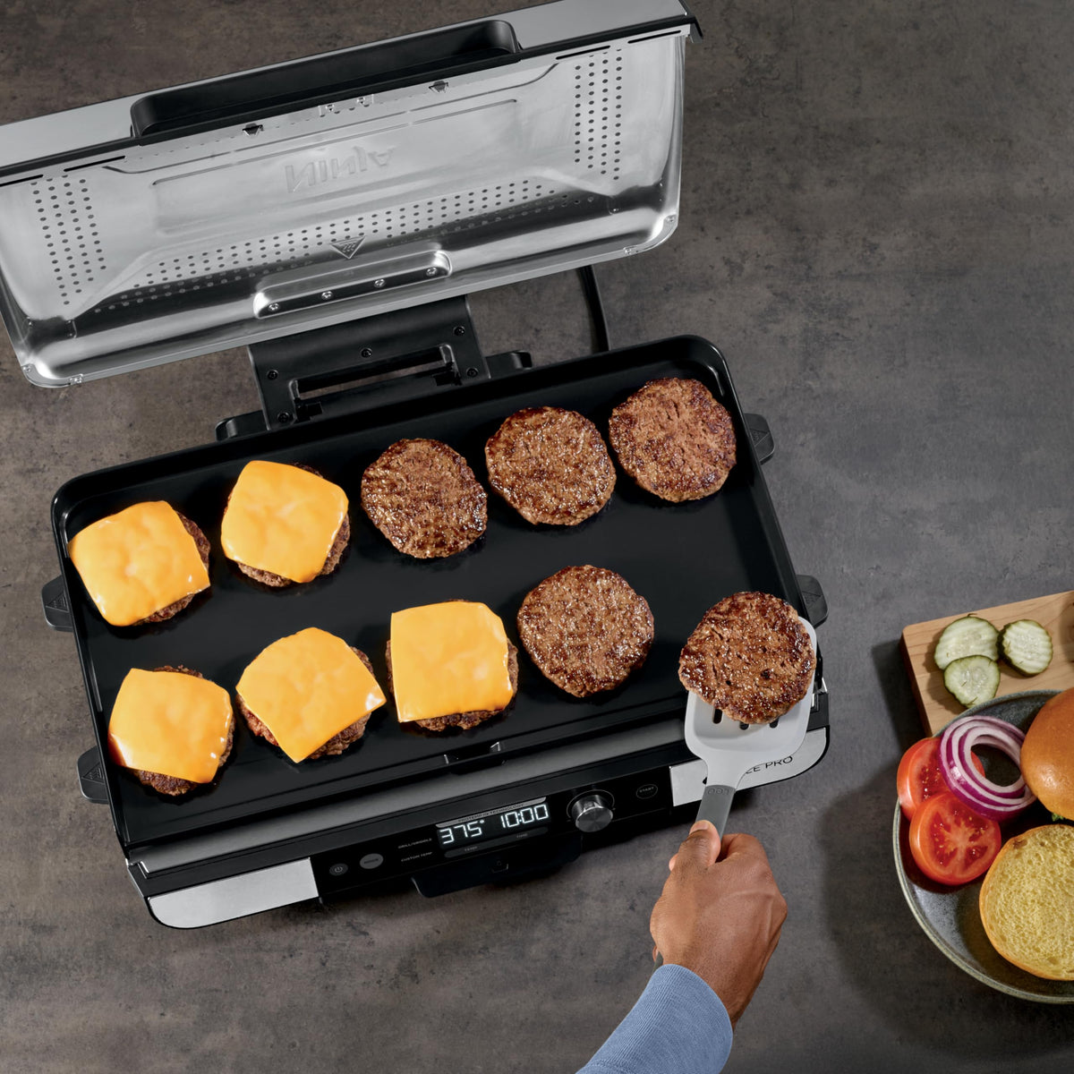 Ninja Sizzle Pro XL 20-Inch Indoor Griddle and Grill, GX101C, Silver