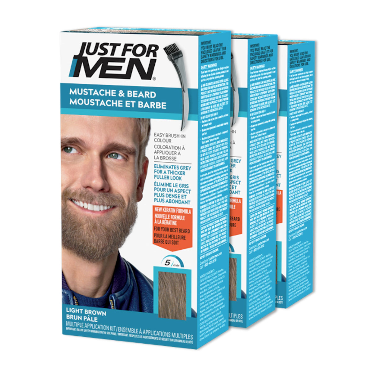 Just For Men Mustache and Beard Dye, Light Brown M-25, 3 Count