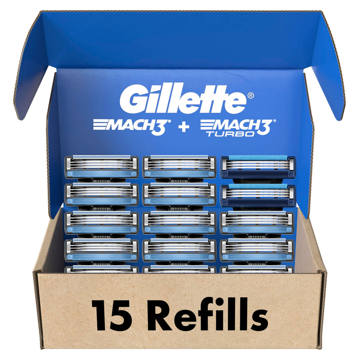 Gillette Men's Mach3 Razor Blade Refills, 15 Count
