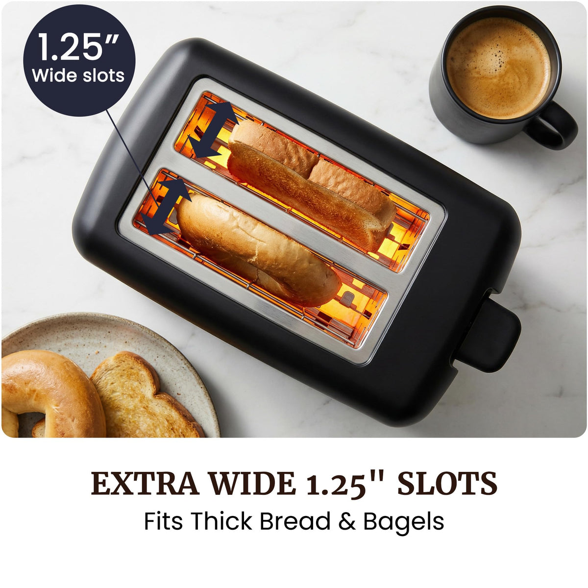 Elite Gourmet 2-Slice Cool Touch Toaster, Black