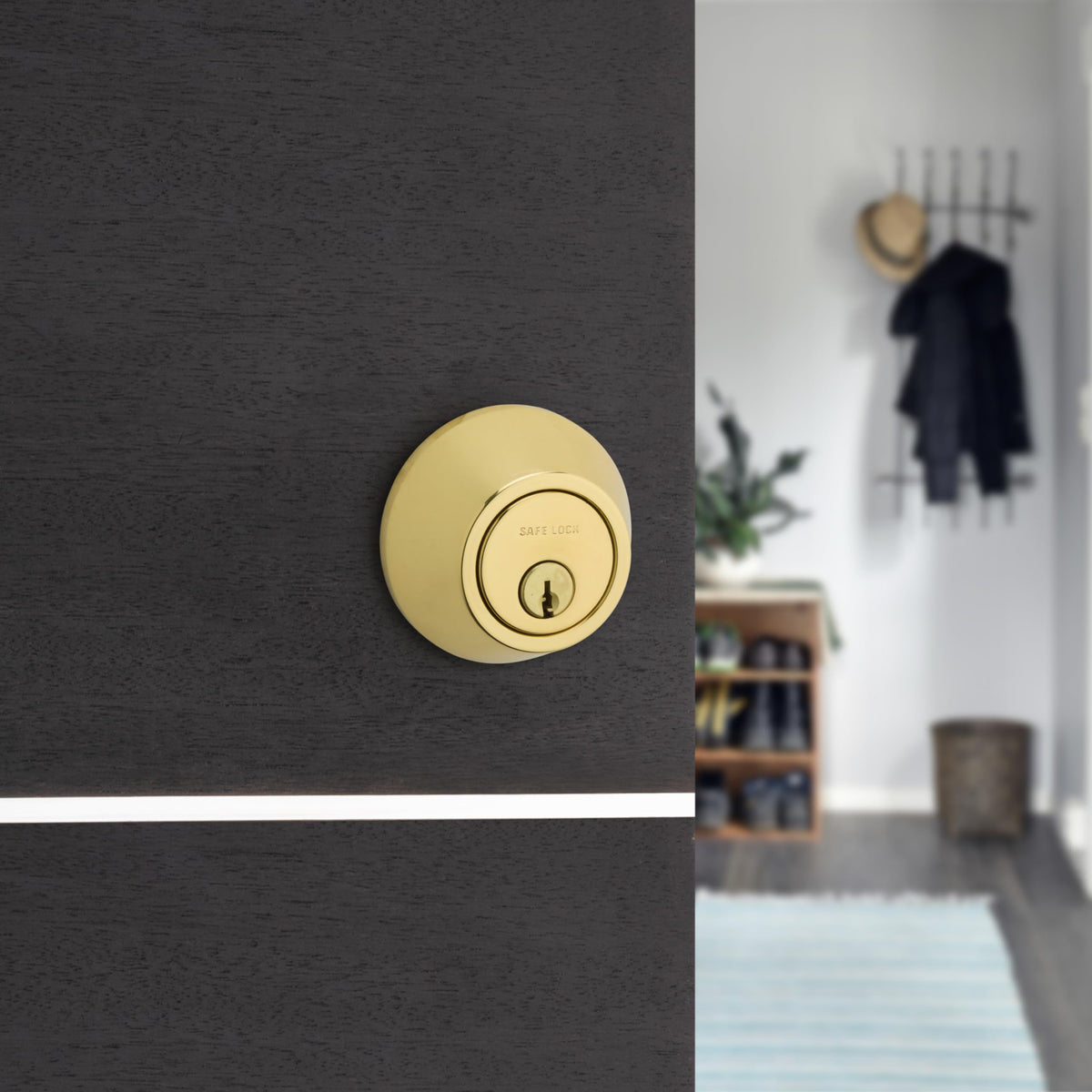 Weiser Safelock Round Deadbolt Lock, Brass