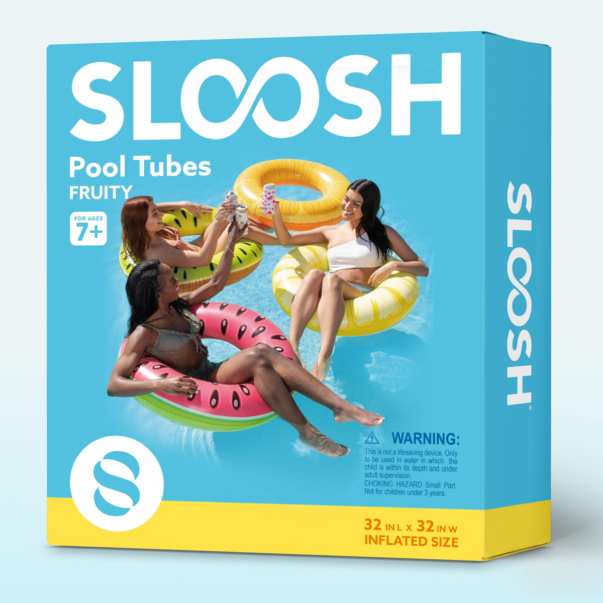 Sloosh Inflatable Pool Float Rings (4 Pack)