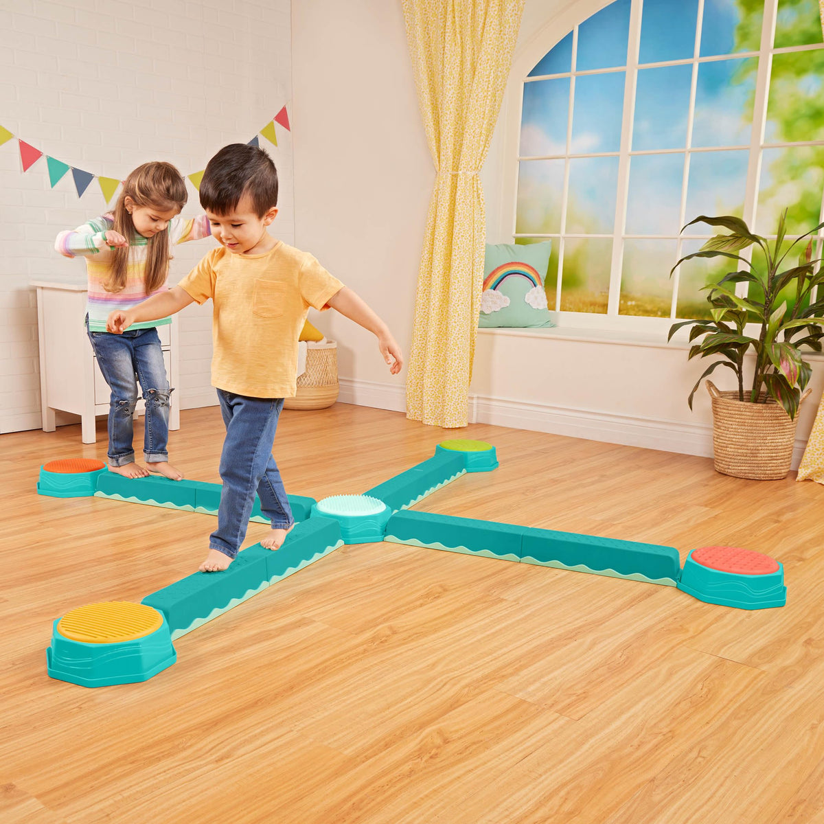 B. toys Balance Beam, Interlocking Sensory 13-Piece Set, Classic
