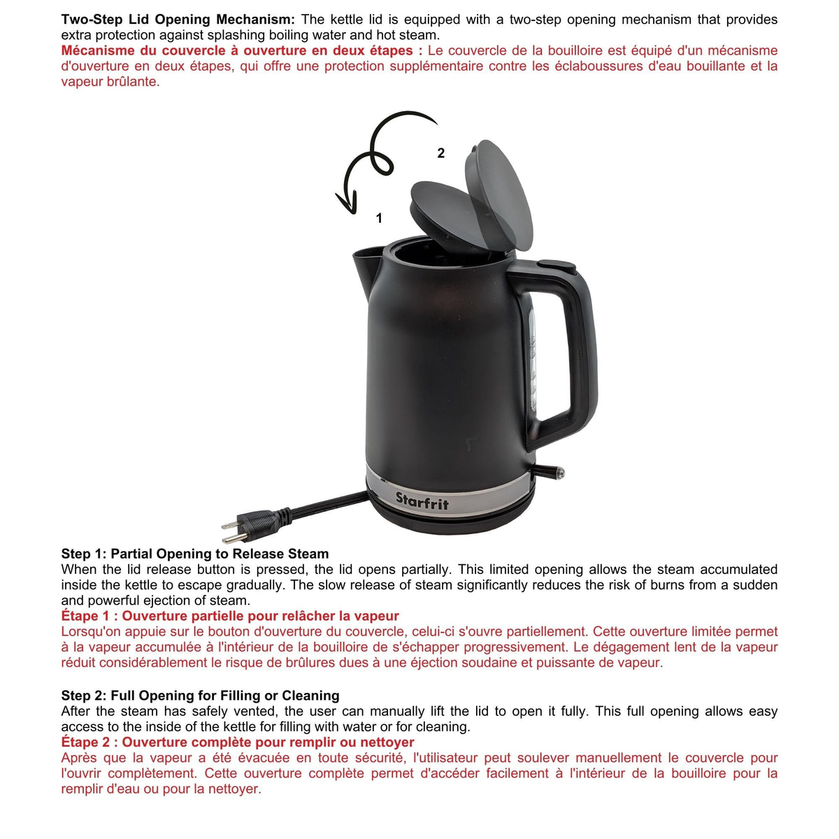 Starfrit Electric Kettle, 1.7L, 1500W, Black