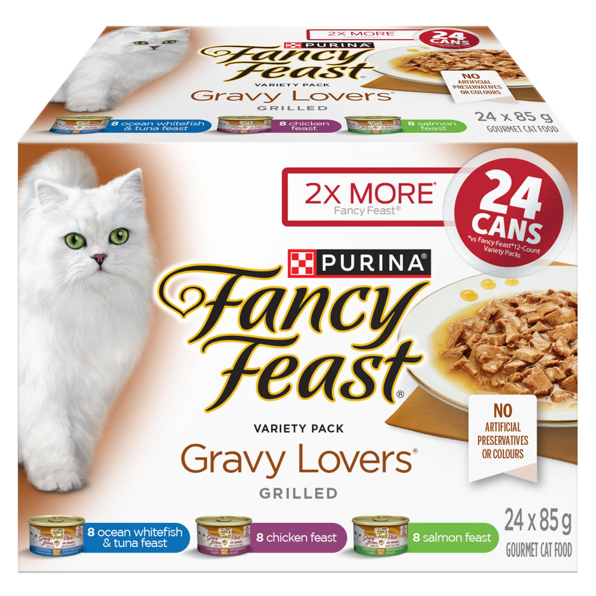 Fancy Feast Gravy Lovers Wet Cat Food Variety, 24 x 85 g