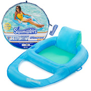 SwimWays Spring Float Recliner Pool Lounger, Sky Blue