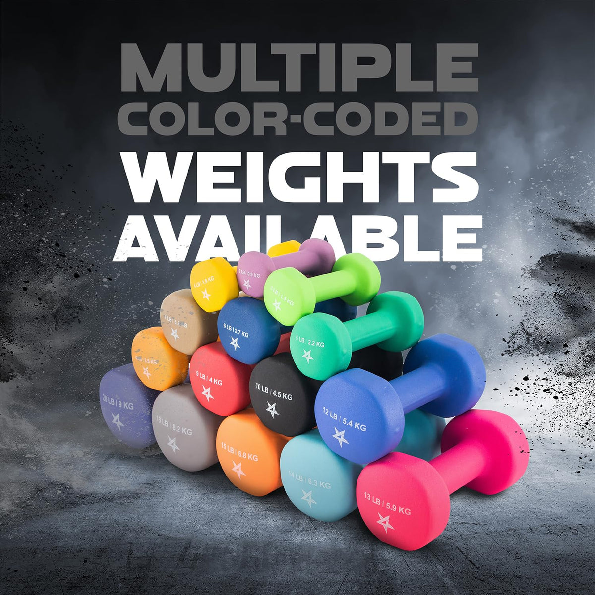 Yes4All Neoprene Dumbbells Pair, Black, 10lbs