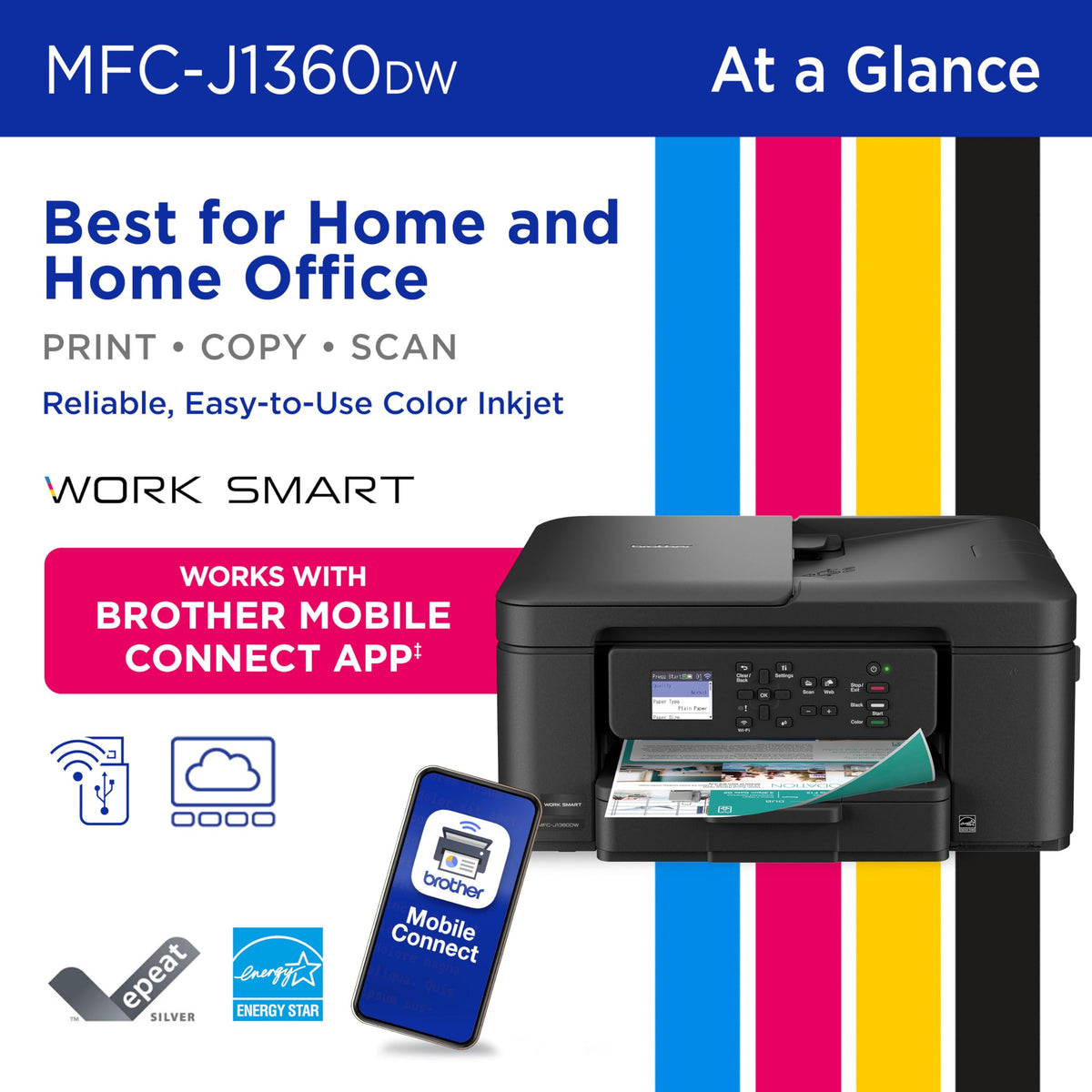 Brother Work Smart 1360 Wireless Inkjet All-in-One, MFC-J1360DW