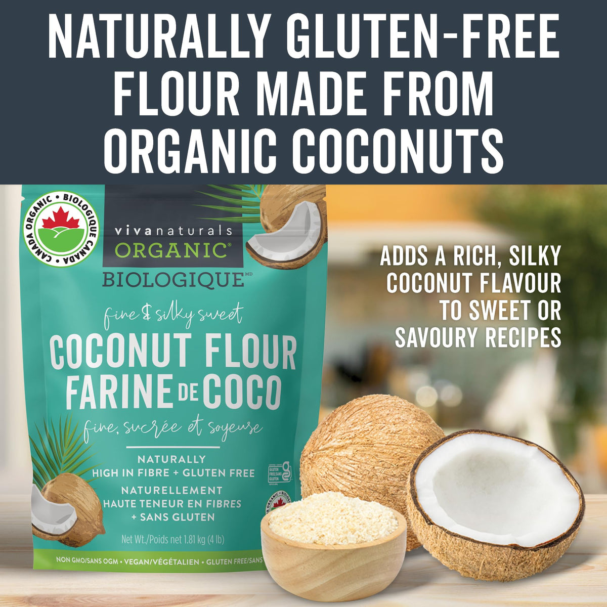 Viva Naturals Organic Coconut Flour, 4 LB
