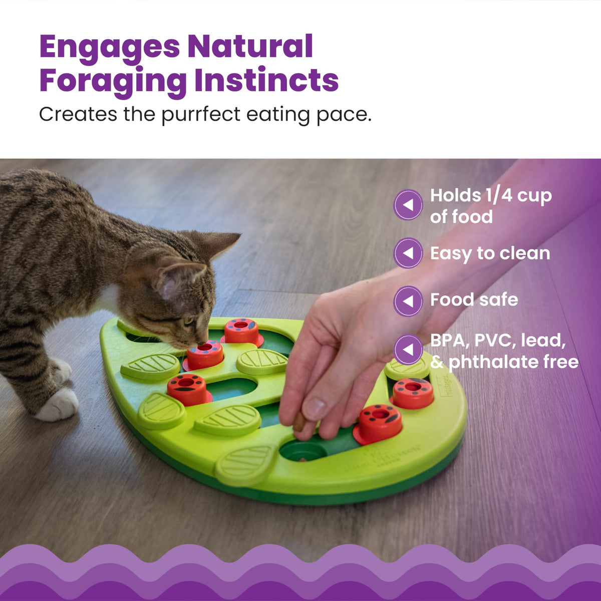 Catstages Buggin' Out Puzzle & Play Treat Puzzle Cat Toy, Green