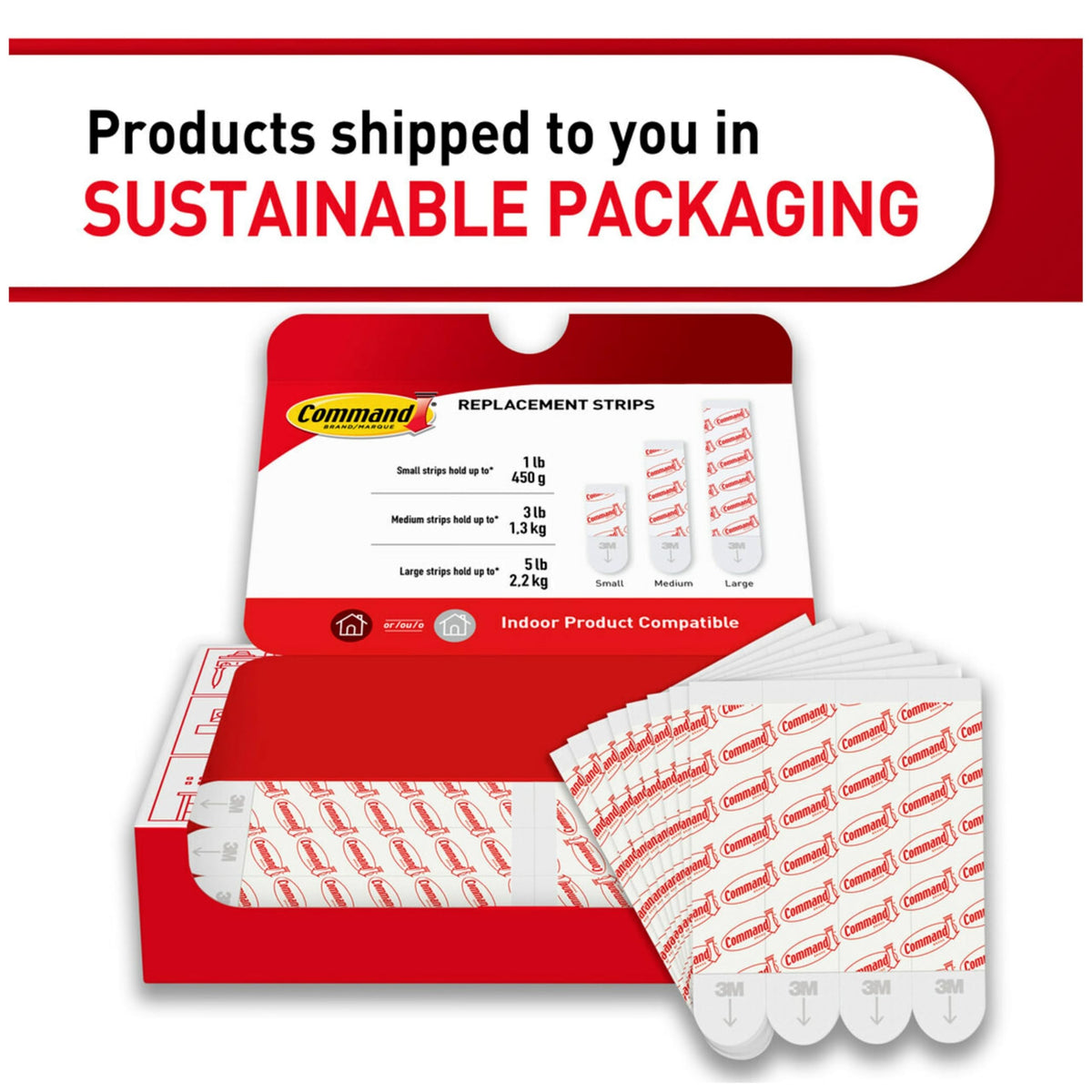 Command Large Refill Strips, White, 20 Count