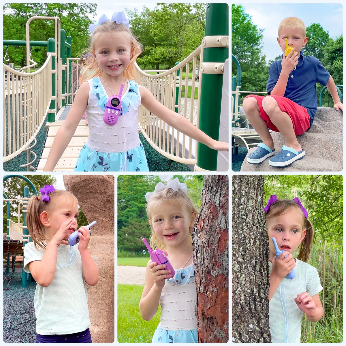 Inspireyes Rechargeable Kids' Walkie Talkies, 3-Pack