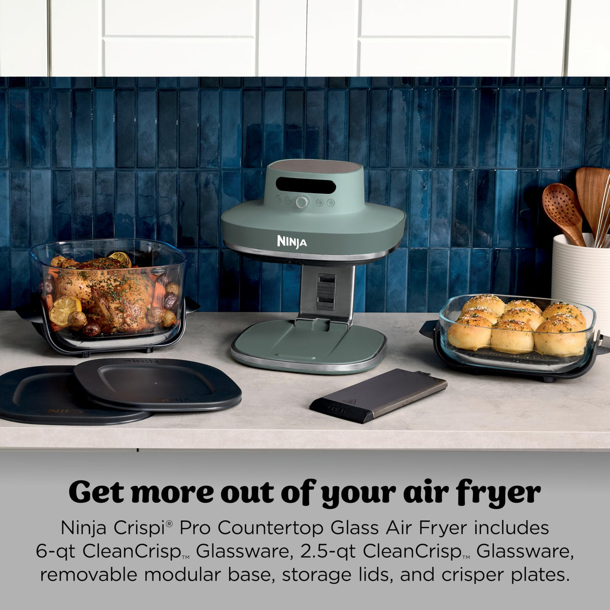 Ninja Crispi Pro 6-in-1 Glass Air Fryer, Ash Grey, AS101CDG