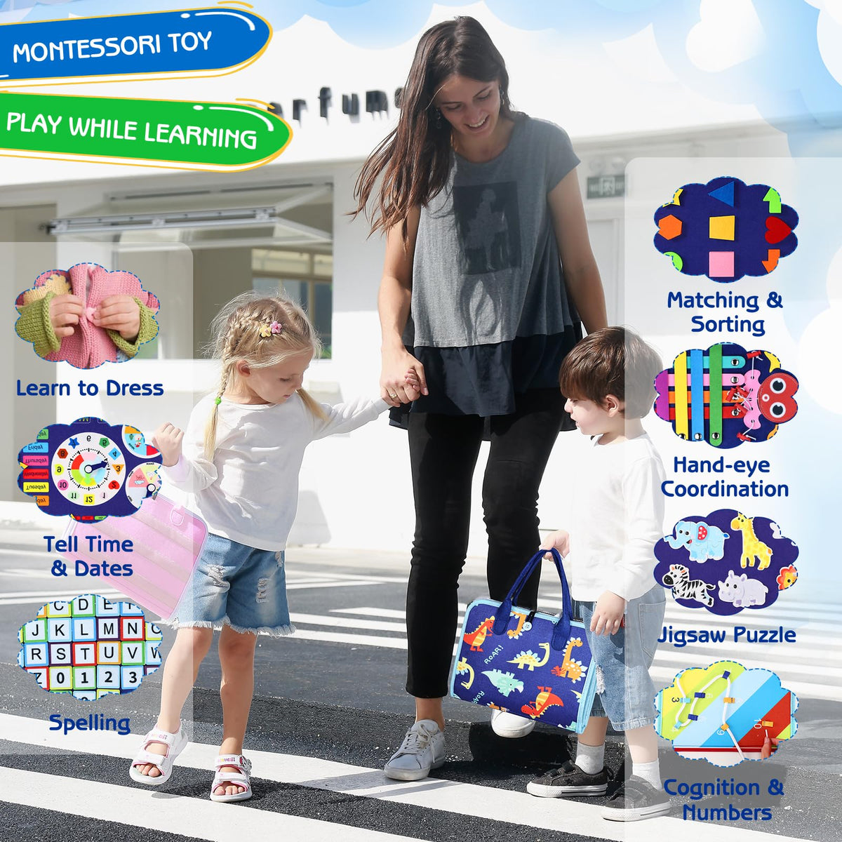 Esjay Montessori Busy Board for Toddlers