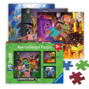 Ravensburger Minecraft Biomes Jigsaw Puzzle Set, 3 x 49 Piece