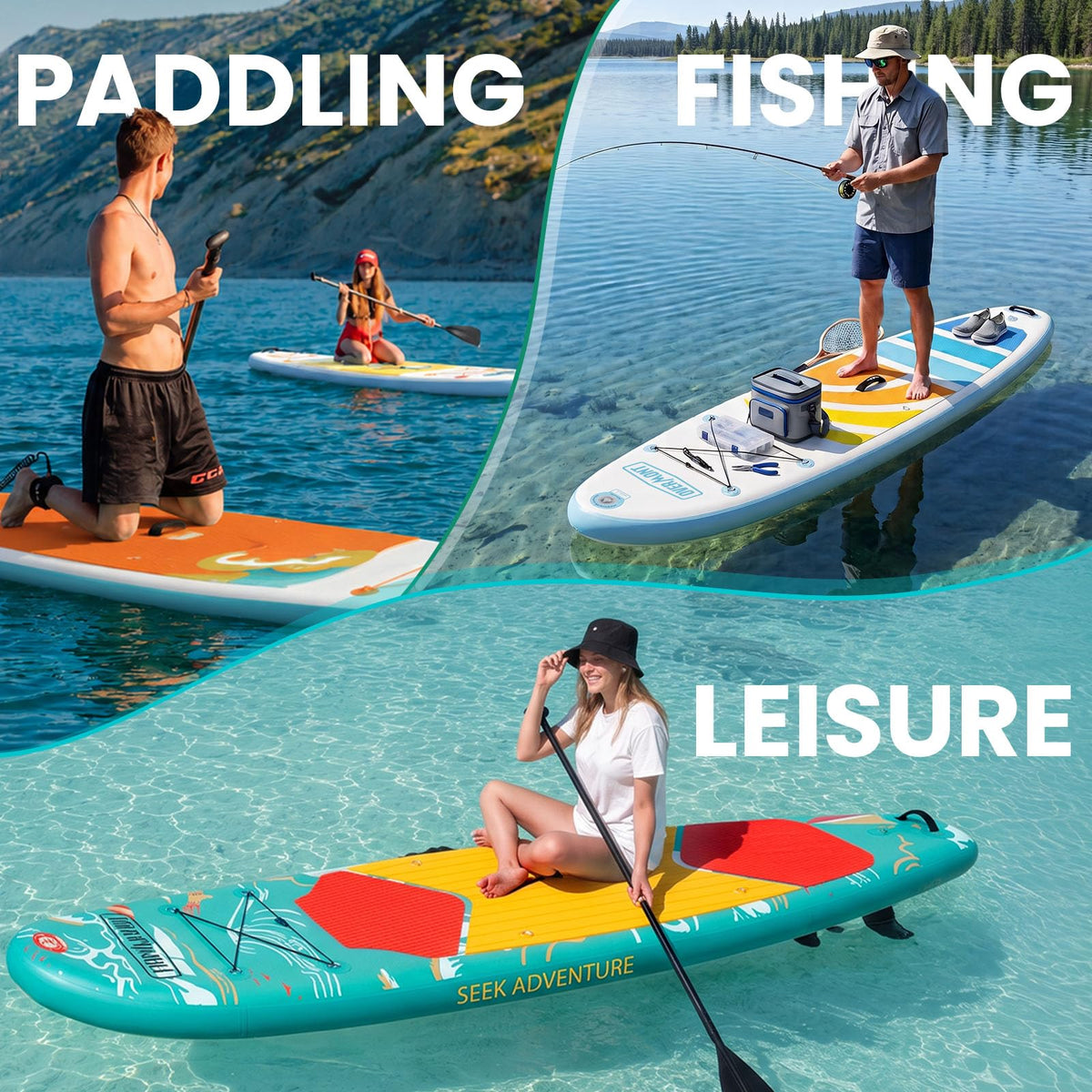 Overmont Inflatable Paddle Board, 10'7" x 33" x 6"