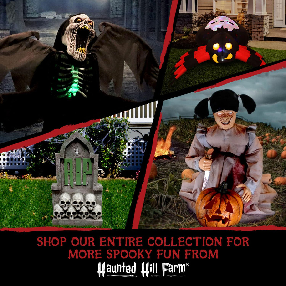 Haunted Hill Farm Life-Size Animatronic Talking Clown with Doll