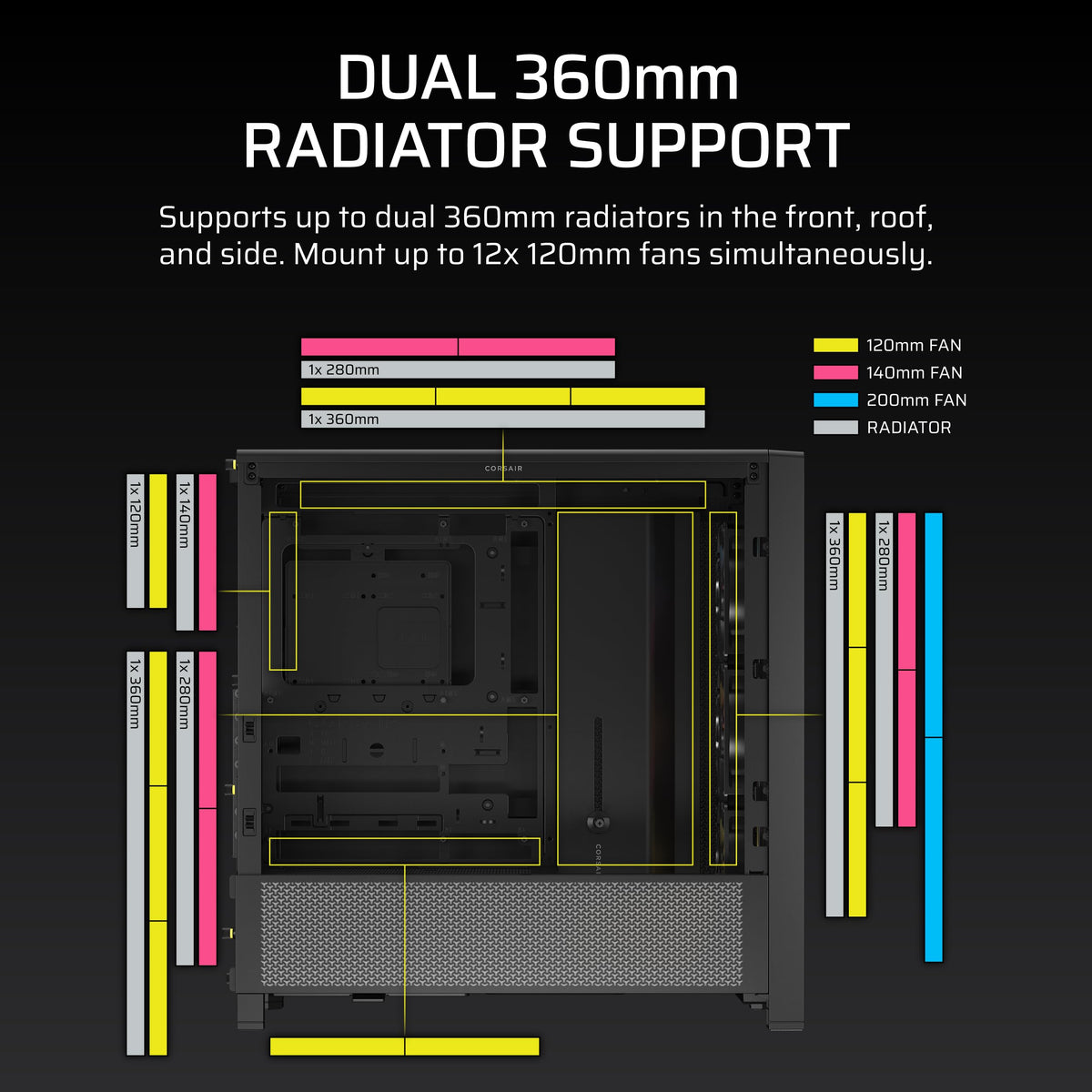 Corsair Frame 4000D RS ARGB Modular Mid-Tower ATX PC Case, Black