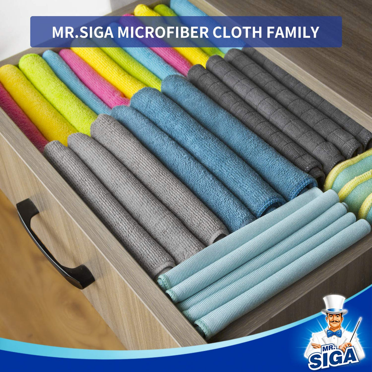 MR.SIGA Microfiber Cleaning Cloth, 12 Pack, 12.6" x 12.6"