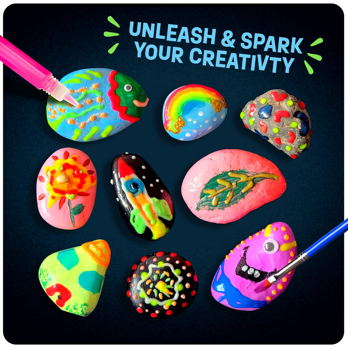 Kids Rock Painting Kit - Glow in The Dark