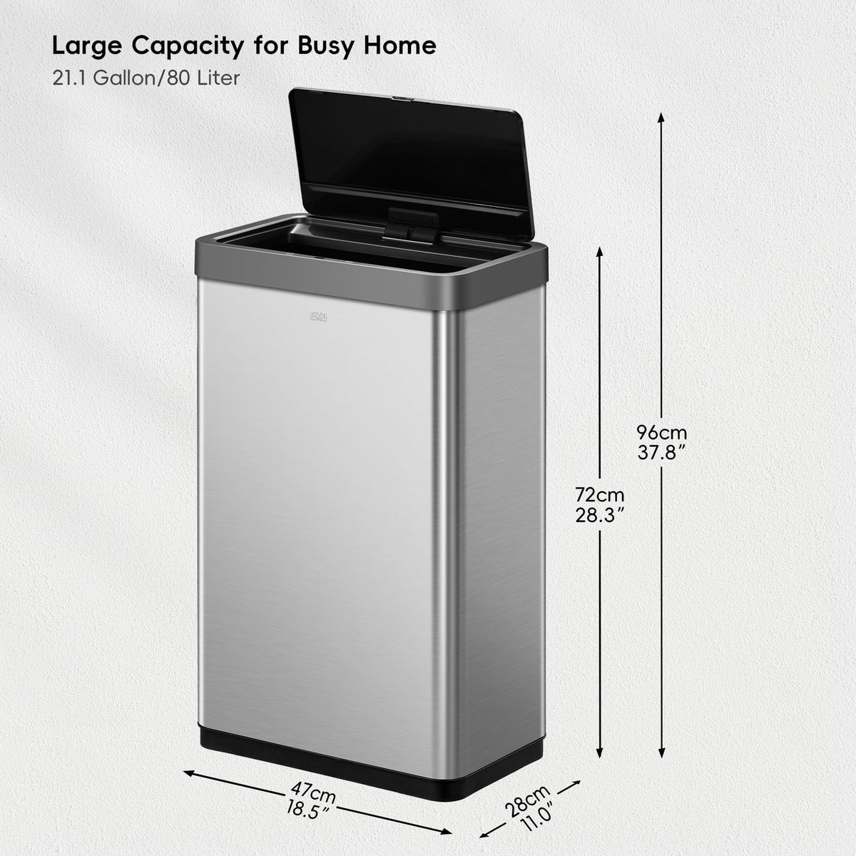EKO Mirage X Motion Sensor Trash Can, 80L, Stainless Steel