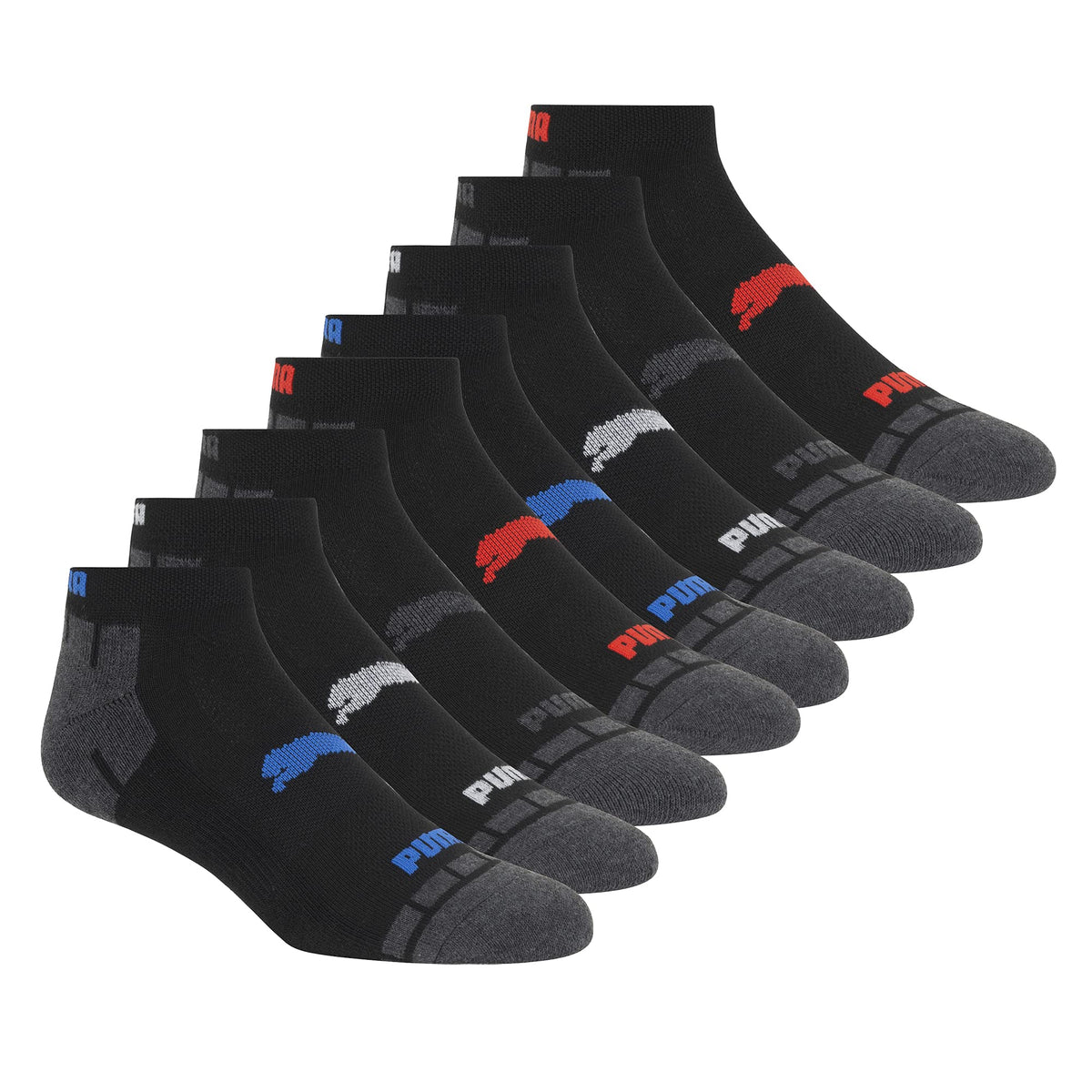 PUMA Men's Low Cut Running Socks, Black (8 Pack)