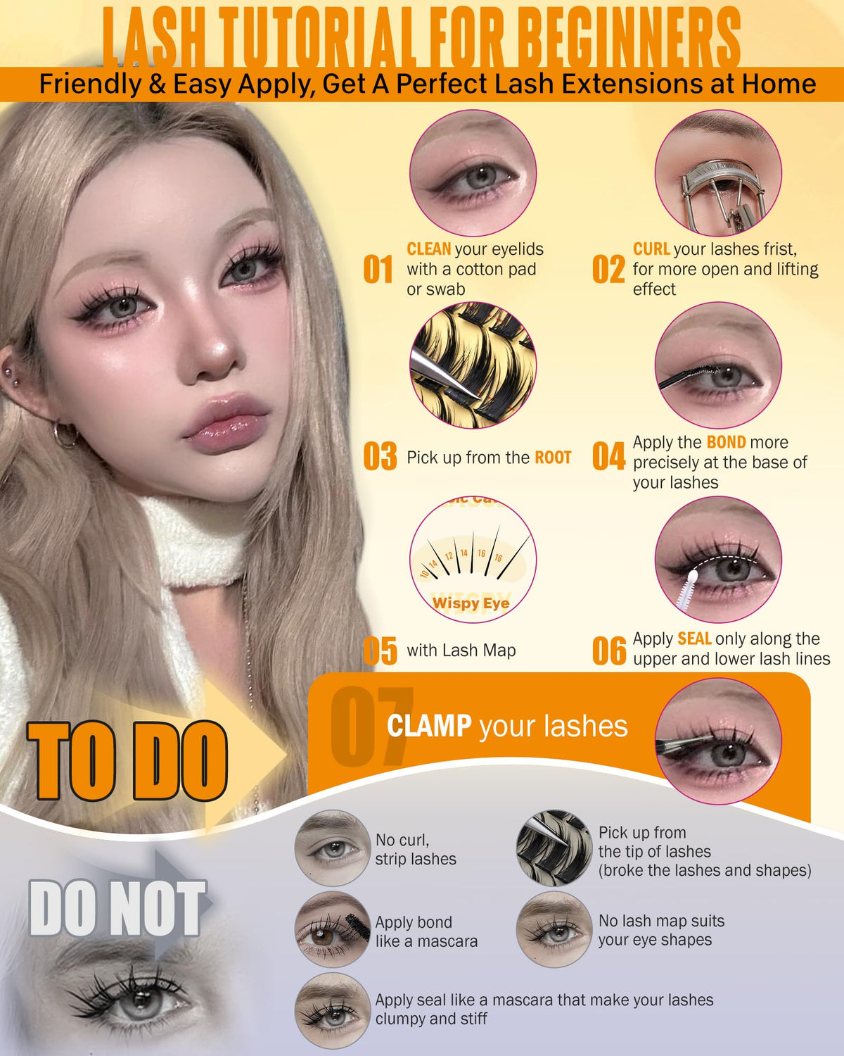 JIMIRE Natural Lash Clusters Extensions, 180 Pcs, D Curl