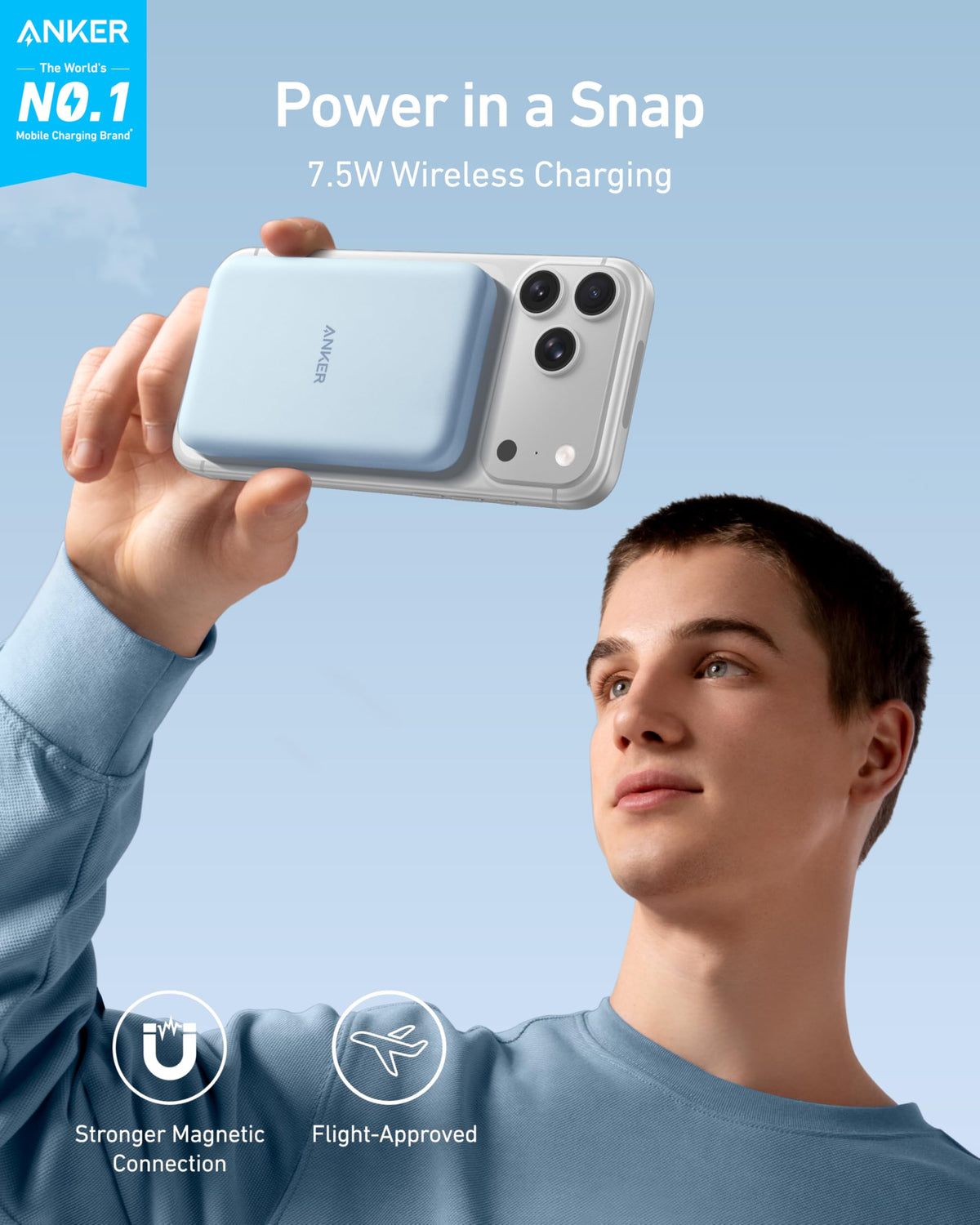 Anker 621 Magnetic Portable Charger (MagGo), 5,000mAh, Blue