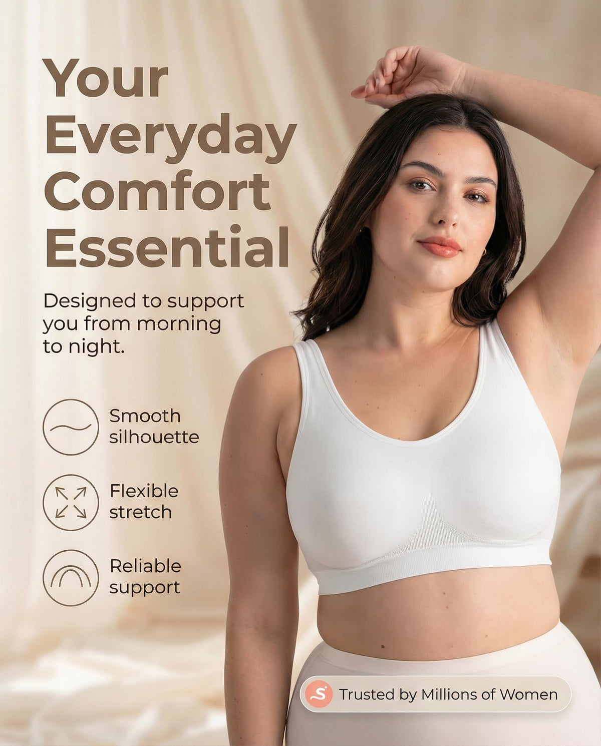 Shapermint Wireless Bralette for Women, Seamless, White