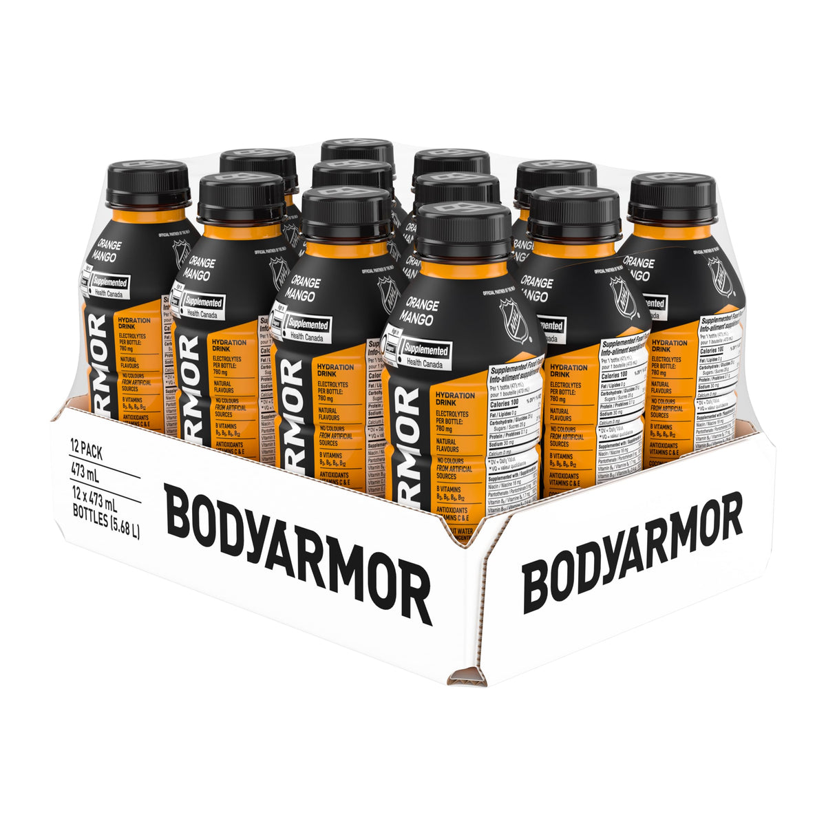 BODYARMOR SuperDrink, Orange Mango, 12 x 473 ml