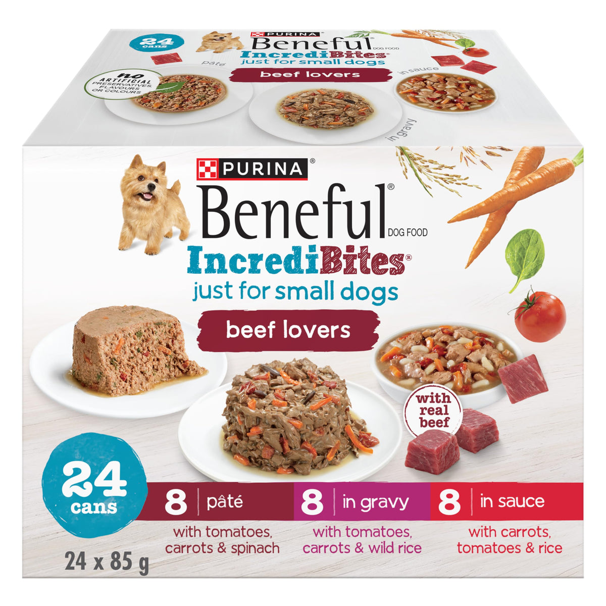Beneful Incredibites Wet Dog Food, Real Beef Variety Pack, 24 Pack