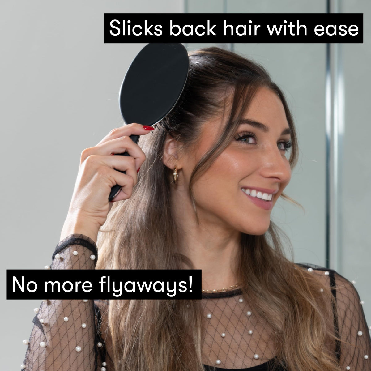 FRAMAR Boar Bristle Hair Brush, Black