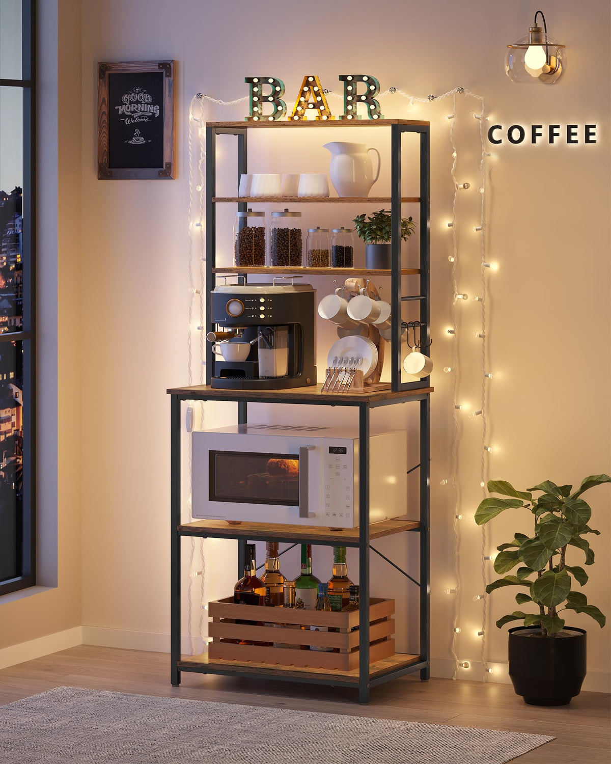 VASAGLE Coffee Bar Baker's Rack, 6-Tier, 15.7 x 23.6 x 65.7 Inches
