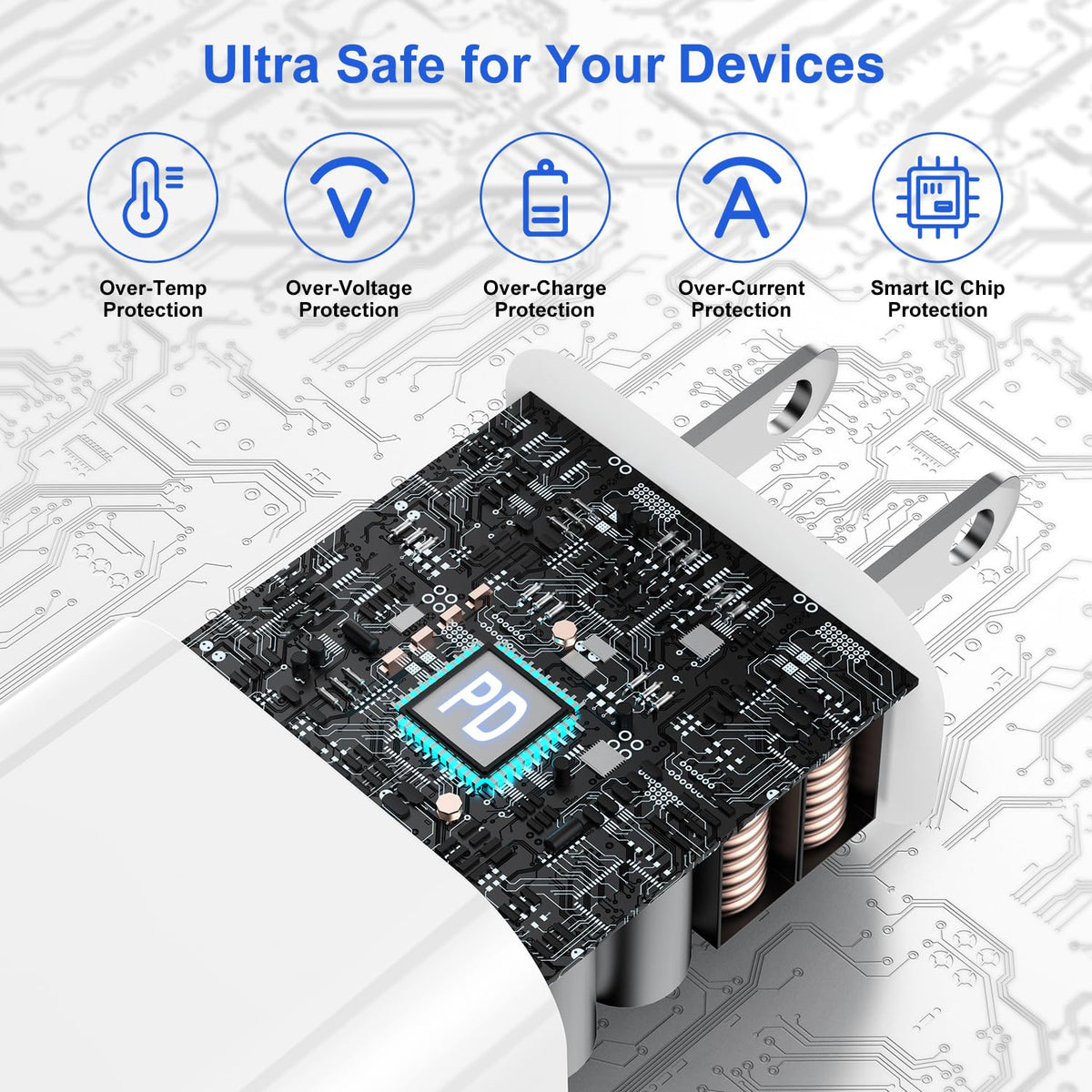 USB C Charger for iPhone with 10FT USB C Cable, White