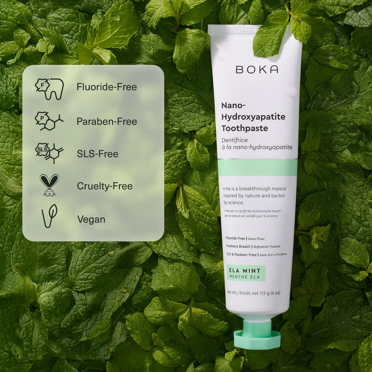 Boka Nano-Hydroxyapatite Toothpaste, Ela Mint, 113 g, 3-Pack