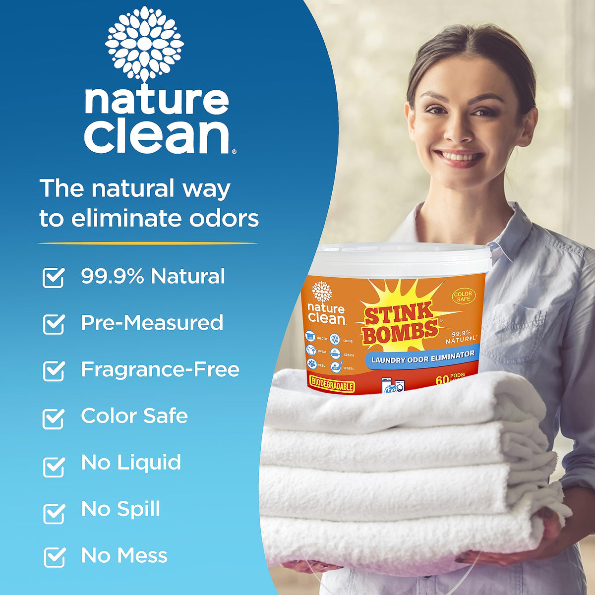Nature Clean Stink Bombs Odor Remover Packs, 60 Count