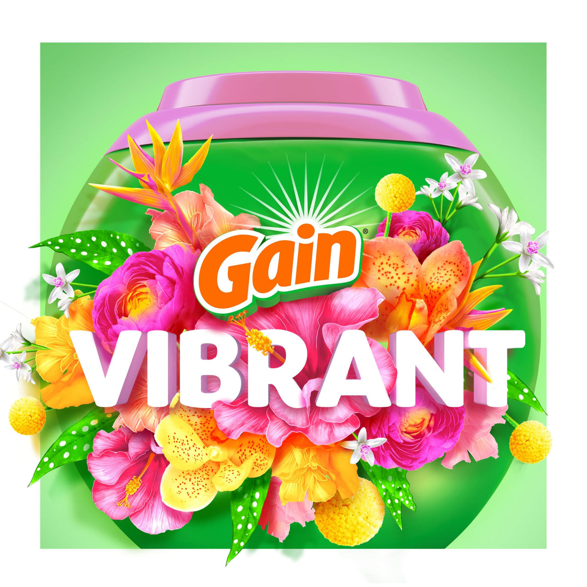 Gain Super Flings Laundry Detergent Pacs, Vibrant, 45 Count