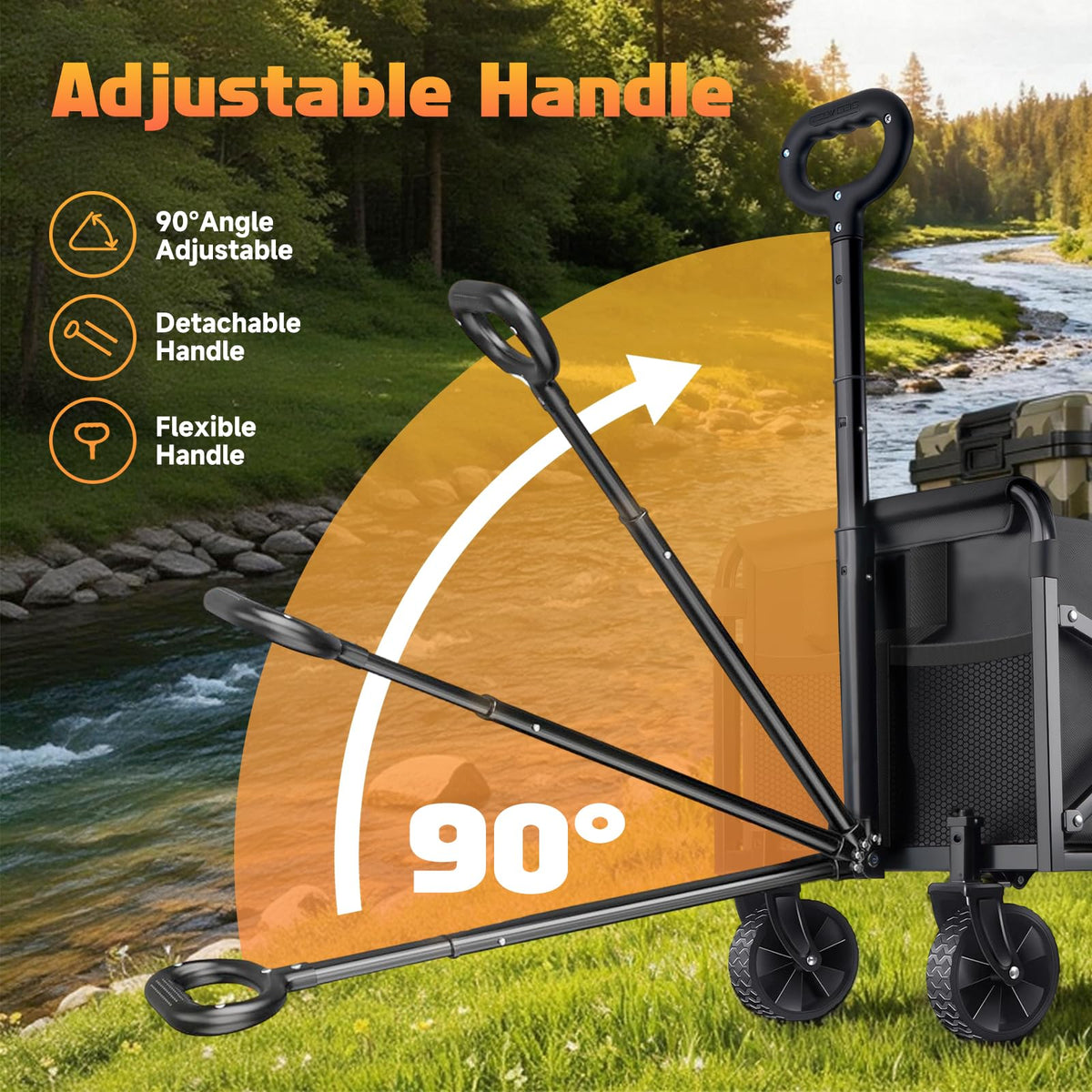 Collapsible Folding Wagon Cart, 220 lb Capacity, Black