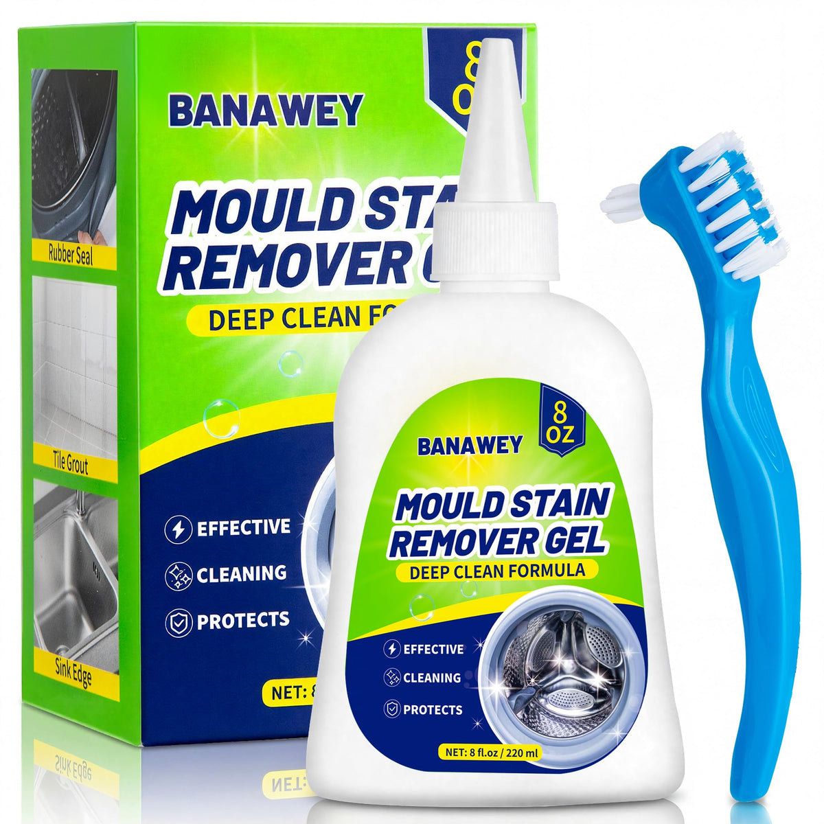 Mould Remover Gel for Washing Machines and Tile Grout, 8 Fl Oz
