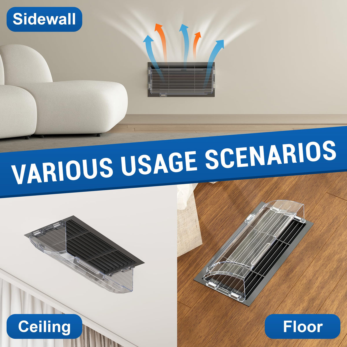 Adjustable Magnetic Heat & Air Vent Deflector, 8"-15" (2 Pack)