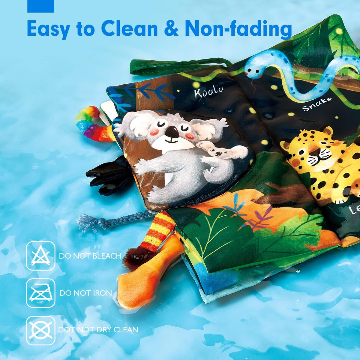 hahaland Touch and Feel Crinkle Cloth Baby Book, Jungly Tails