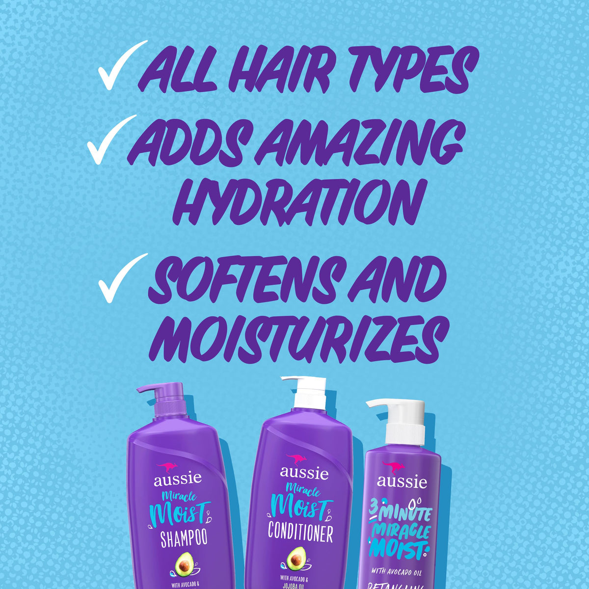 Aussie Miracle Moist Shampoo, Conditioner and Deep Treatment Set