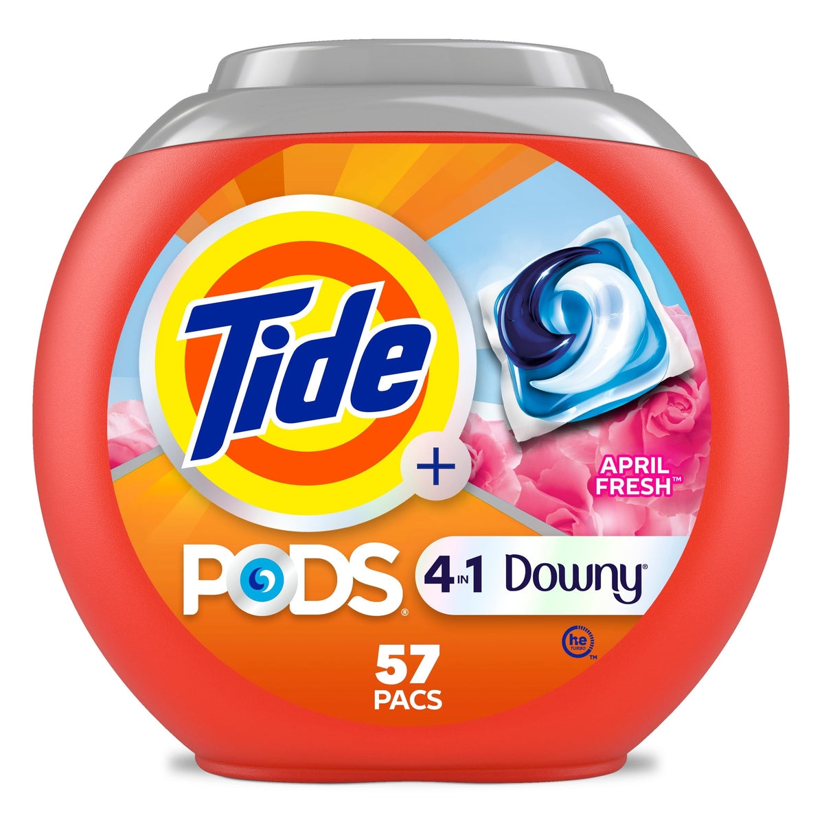 Tide Pods Laundry Detergent with a Touch of Downy 4-in-1, 57 Count