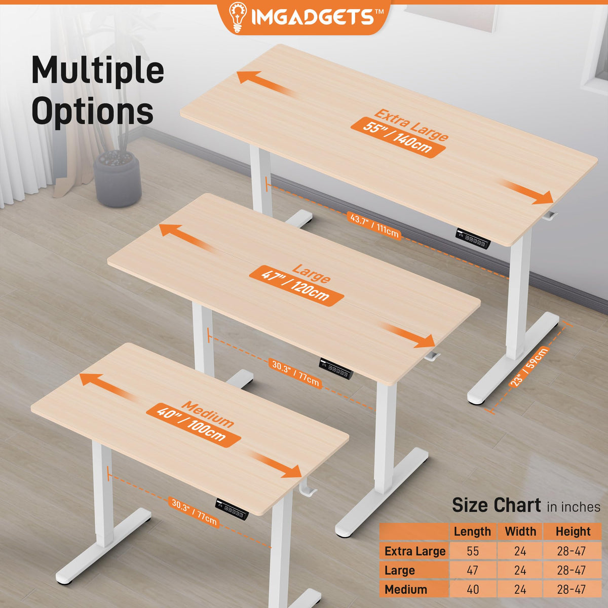 IMGadgets Electric Standing Desk, 47" x 24"